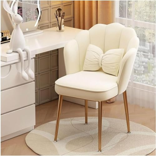 YCVAWEOD Silla de Maquillaje de Terciopelo - sillón en Forma de Conchas para Sala de Estar, Dormitorio, Oficina - Patas de Metal pétalas, Modernas y funcionales LWX