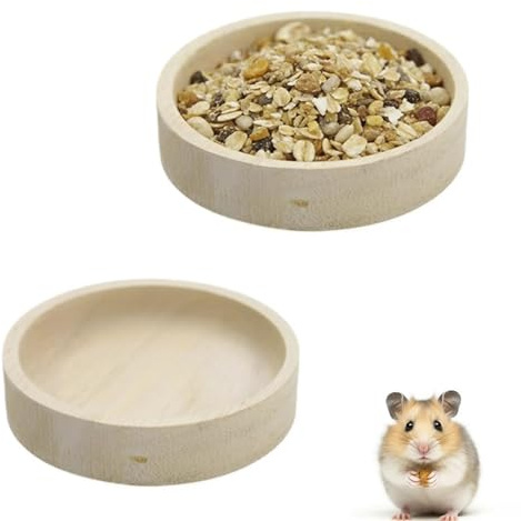 Wooden Hamster Food Bowl, 2 Pcs Guinea Pig Food Bowl, Small Animal Foods Dish Gerbil Foods Bowls for Hamster Gerbil Chinchilla Sugar Glider Squirrel Hedgehog