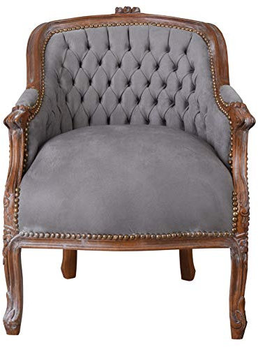 PALAZZO INT Ohrensessel Barock Louis XV Chateau des Versailles – gepolsterter Sessel mit handpatiniertem Holzrahmen im Antik Stil, komfortabler Bergere Ohrensessel Fuer Salon Wohnzimmer Bibliothek