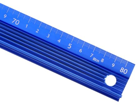 Kozelo Regla de Metal con Agarre Elevado - [80cm] Aleación de Aluminio Medición Precisa Regla Protectora Recta Azul para La Oficina Medición Corte y Dibujo Precisión de 1mm