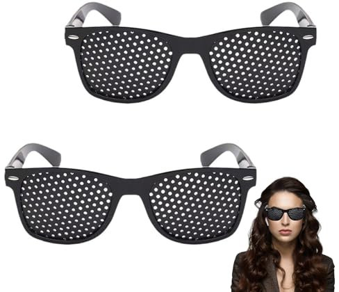 Hoonimo 2 Stück Lochbrille, Faltbare Lochbrille Original Augentraining, Rasterbrille Augentraining, Mitt Faltbaren Zum Augenentspannungstraining