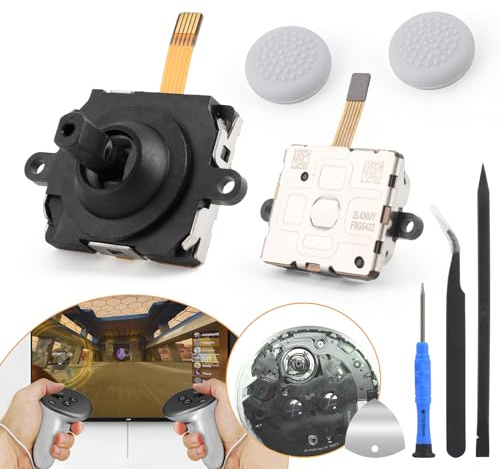 RongZy Joystick Analógico de Repuesto para Oculus Quest 3 Reemplazo de Sensor del Joystick Analógico para Meta Quest 3 Controlador Accesorios de Repuesto de Tapa de Joystick con Herramientas