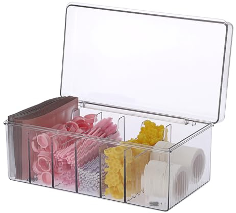 ELLDOO Lash Cart Organizer For Lash Techs, Acrylic Lashes Extension Box, Large Capacity False Eyelash Supplies Organizer Storage Box, Separated Lashes Supplies Container with Lid
