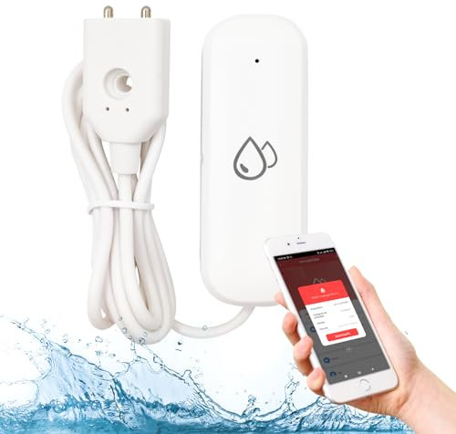 LED ATOMANT Pack 4X Detector Fugas de Agua, Inteligente WiFi, Control por App Smart Life, Compatible Alexa y Google Home, Alarma de Inundaciones, Cocina, Baño, Garaje