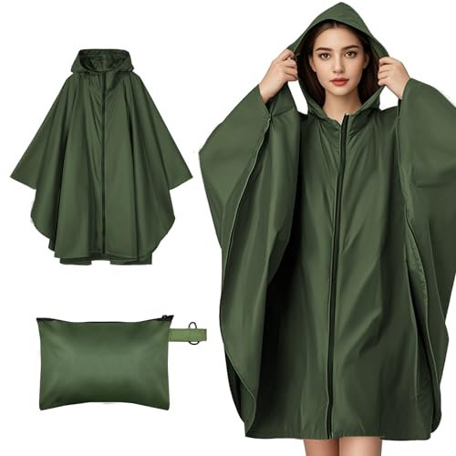 Jokureao Wasserdichter Regenponcho mit Tragetasche, Winddichte Regenbekleidung für Damen & Herren, Leicht & Kompakt für Fahrrad fahren, Reise, Trekking, Wiederverwendbarer Regenmantel