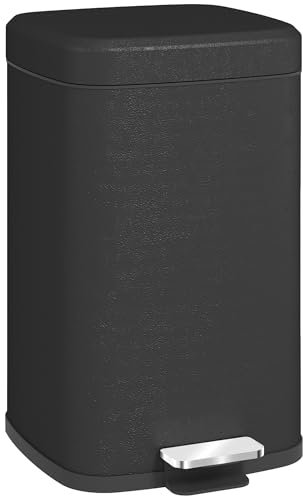 HOMCOM 20 Litre Pedal Bin, Fingerprint Proof Kitchen Rubbish Bin with Soft-close Lid, Foot Pedal and Removable Inner Bucket for Recycling and Waste, Black