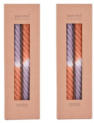 pajoma® Lot de 8 bougies à tige torsadées - Bougies rotatives de qualité supérieure - Poids de cire : 45 g - Environ 5 heures de combustion - 250 x 20 mm - Bougies torsadées - Bougies réversibles