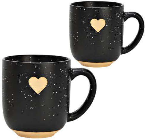 Konrad Lot de 2 tasses à cappuccino de 300 ml - Belles tasses à café en céramique - Noir