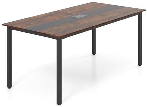 CASART 180cm Conference Room Table, Large Office Computer Desk | Heavy Duty Metal Frame, Rectangle Meeting Seminar Table for Office Meeting Room