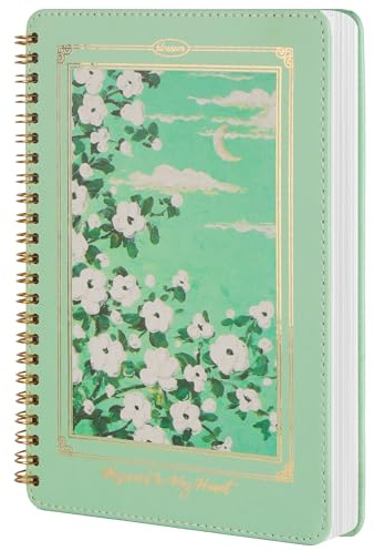 MGGAO Cuaderno Espiral para Mujeres, Cuadernos Duraderos con Tapa Dura de Cuero A5, 140 Páginas Rayadas, Cuadernos Bonitos para Material Escolar Perfecto, 15,5 x 21 cm