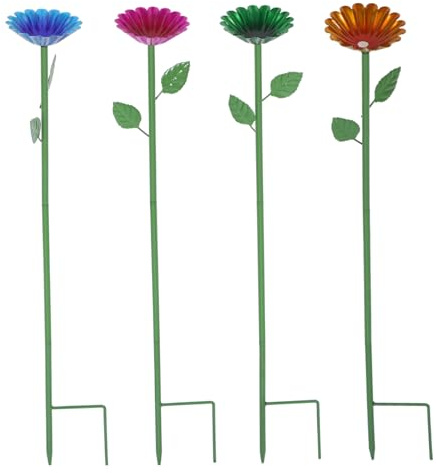 4pcs Outdoor Bee Waterer Flower Shape Metal Feeding Station for Hummingbirds and Butterflies Durable Design with Stake for Garden Decor and Wildlife Support
