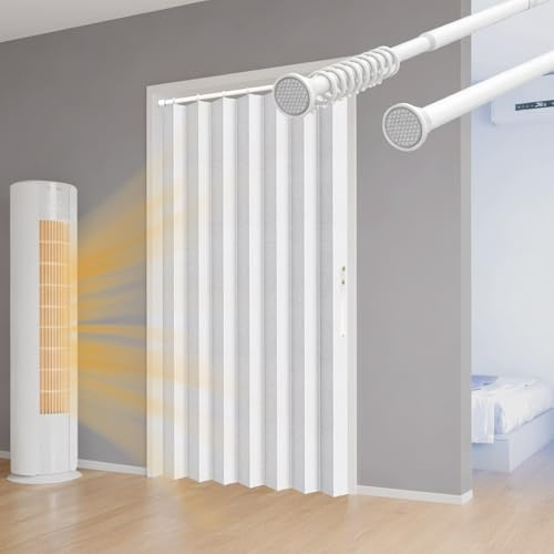 Jilron Cortina magnética para puerta opaca, fácil montaje sin taladrar, con barra para dormitorio (blanco-198 x 106 cm), paquete de 1 unidad