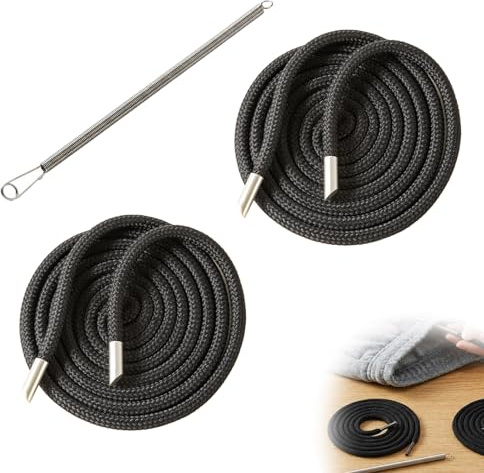 Jetstream 2 Piezas Cordones para Sudadera con Capucha, Cordón para Pantalones de Correr, Cordón para Pantalones de Jogging, compatible con Bañadores, Pantalones con Cinturilla, Sudaderas, Negro