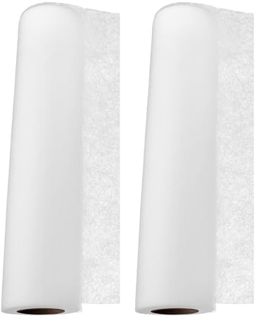 WESIEVYA 2 rullar smältbara mellanläggsdukar för sömnad - 11,8 x 30 yards dubbelsidigt strykbart mellanläggstyg - medeltjockt mellanlägg för quiltning, gör-det-själv-pyssel, sömnadsprojekt