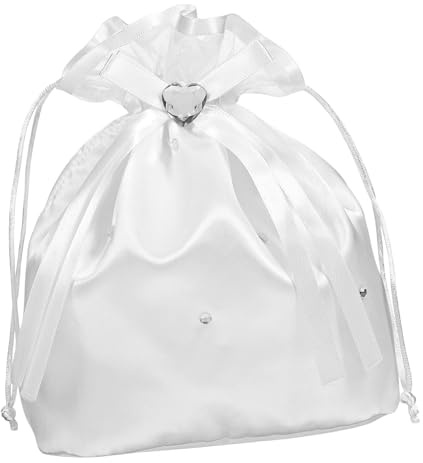 jojofuny Borsa da Sposa Borsa Dolly Decorata con Brillanti Bianca in Raso per Damigella e Flower Girl per Matrimonio Elegante