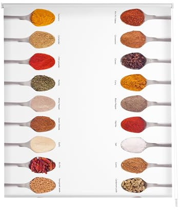 Estoralis Cocina| Estor Enrollable Diseño Moderno|Sin Taladrar Translúcido Estampado | Modelo C-1083 | 40 x 150 cm (Ancho/Alto) Tamaño Tela 37 x 150 cm | Estores para Ventanas y Puertas