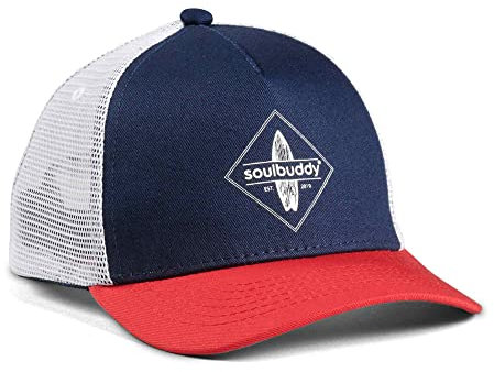 Soulbuddy Trucker Cap Kinder – Unisex Kinderkappe – Schirmmütze für Jungen & Mädchen – Trendiger Sonnenhut für Outdoor & Freizeit Blau-Rot – Größe L
