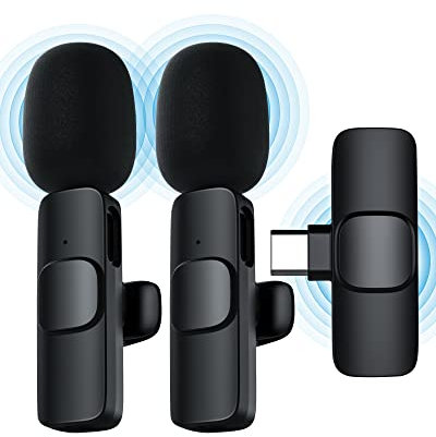 Ponovo USB C Lavalier Mikrofon Wireless, Ansteckmikrofon für Smartphone für YouTube Vlogs, Mini Handy Mikrofon Kabellos für Videoaufnahme Konferenz
