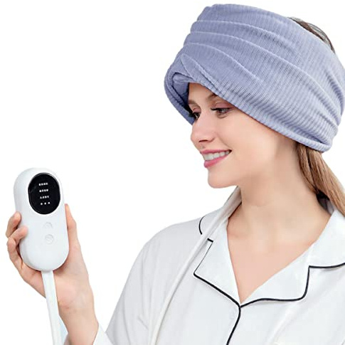 Masajeador eléctrico para el cuero cabelludo, Aire comprimido Masajeador de cabeza con calor, Aparato de masaje de cabeza para relajar el estrés Dormir bien y crecimiento del cabello (azul)