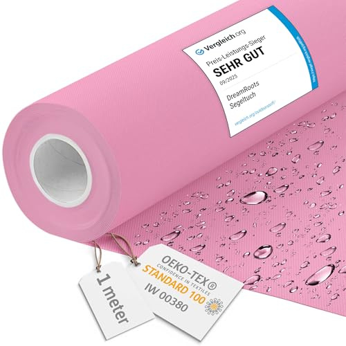 DreamRoots Tissu imperméable extérieur au metre 160 cm Largeur - Toile exterieure impermeable 100% de polyester 600D 220g/m - Tissus au metre ameublement Pink 1M