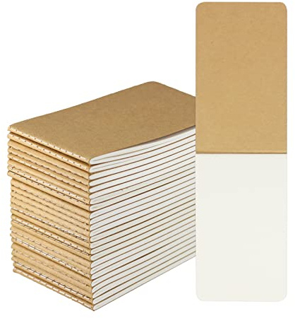ZMCYN 24 Pack Mini Pocket Notebook 3x5 Inch, Kraft Paper Mini Blank Notebook Bulk, Small Pocket Notebook A7 Mini Notepads for Kids, Students, Travelers