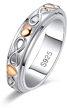 MYBELLNA Fidget Ring für Angst für Frauen 925 Sterling Silber Entlasten Spinner Ringe Ewige Liebe Band Ring ADHD Autismus Stress Entlastung für Frauen Mom Männer (57（18.1）, Love-1)