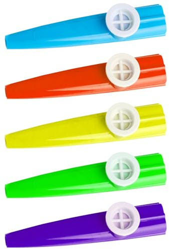Lot de 15 cazoos en plastique avec membrane kazoo, pour enfants, guitare, ukulélé, accompagnement du violon, instrument de fête, instrument de musique pour débutants, multicolore