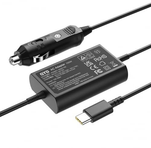 Billaddare USB C 100W, Billaddare Cigarr tändare 12 V-24 V, kompatibel med Lenovo ThinkPad IdeaPad Yoga ThinkBook Asus ROG Flow HP Dell Acer Surface Book 2 MacBook Pro/Air Huawei Laptop