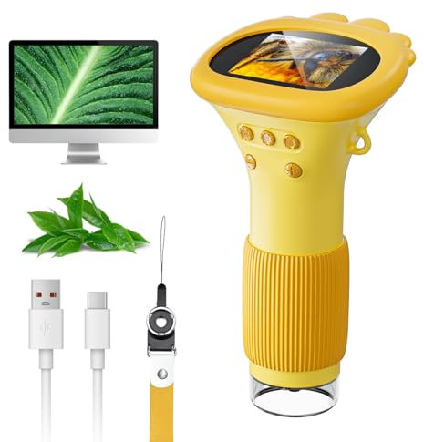 Digitales Mikroskop für Kinder, SGAINUL 1000x Zoom Mini-Mikroskopkamera für Kinder mit 2.0 Zoll Bildschirm Kindermikroskop Geburtstagsgeschenke im Alter von 6 7 8 9 10 11 12 Jahre (ORANGE)