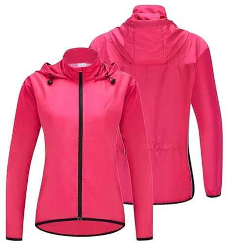 MYYLY Giacca da Ciclismo Donna,Impermeabile Leggera,Traspirante,Antipioggia,da Donna,Maglia Riflettente ad Alta visibilità,Maniche Lunghe, Cappotto Antivento,Equitazione,Corsa,Pink-S