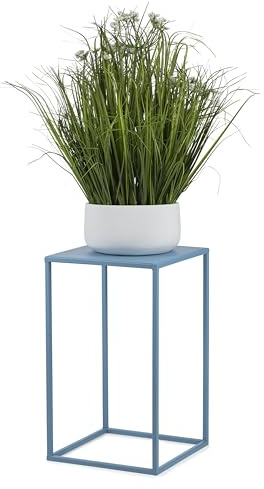 HowHomely - Blå metallblomstativ 40 cm hög - robust och fast växtställ för vardagsrum, sovrum eller kontorsdekoration