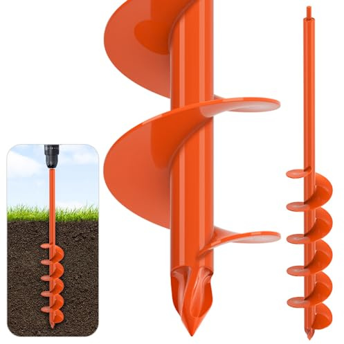 Dolibest 4 x32 Auger Drill Bit for Planting, Steel Garden Auger for Post Hole Digger, Bulb Planter Tool for Beach Umbrella, Mailbox, Fence Post Holes Digger - Fits 3/8 Hex Drill