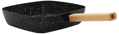 TkkMivcOC Poêle à frire antiadhésive 18 cm - Poêle à steak avec poignée anti-brûlure - Poêle carrée pour plaques à induction, cuisinières à gaz, chauffages électriques - Noir