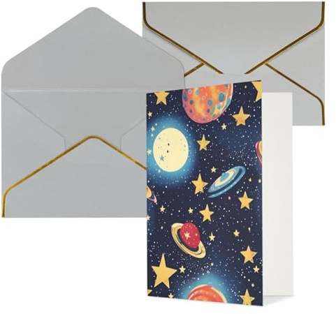 Longzehao Cartes de vœux imprimées pour toutes les occasions, motif ciel étoilé, univers spatial, intérieur vierge, avec enveloppe, adaptées pour la famille et les amis