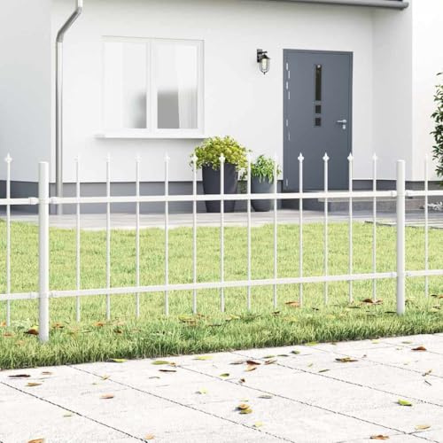 Clôture de jardin, blanche, 170 x 110 cm, en acier revêtu par pulvérisation, durable, résistant aux UV et à l'eau, design industriel pour jardin et terrasse, panneaux brise-vue