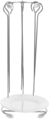 Uonlytech Supporto per Spiedini in Acciaio Inox 5 Aghi, Appendino per Kebab Resistente e Salvaspazio, Griglia per Barbecue per Cottura Uniforme All’aperto