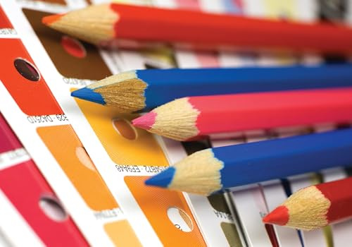 Red Blue Colored Pencils Color Swatch Chart Backdrop Art Supply Palette Close Up Background Creative Design Party Decorations Artist Theme Wall Hanging Photo Studio Props 6X6ft Fabric