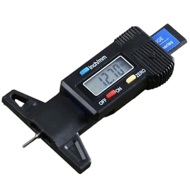 Medidor de profundidad de la banda de rodadura de los neumáticos: herramienta de medición con pantalla LCD digital, conversión de pulgadas métricas de 0 a 25,4 mm, dispositivo de medición preciso del