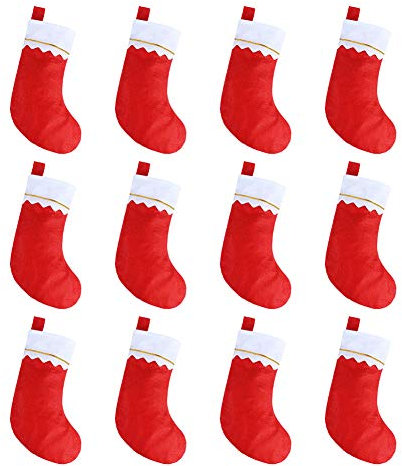 CCINEE Calze natalizie per Natale fai da te, in tessuto non tessuto rosso con finiture dorate