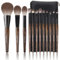 ENZO KEN Natural Goat Hair Makeup Brush Set with Case, Makeup Brushes Set Professional, Natural Bristle Makeup Brushes, Walnut Cosmetic Brush - MONI