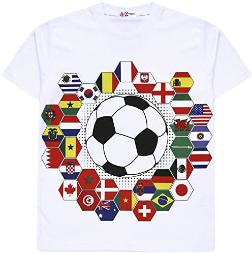 A2Z 4 Kids Flickor Pojkar T Skjortor Internationell Fotboll Värld Kopp - T Shirt 553 White 13