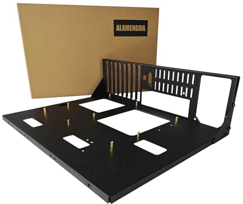 ALAMENGDA Boîtier d'ordinateur de jeu à monter soi-même, boîtier de châssis ouvert ATX pour cartes mères E-ATX/ATX/M-ATX/ITX, conception de dissipation de la chaleur du corps, accessoires de cartes