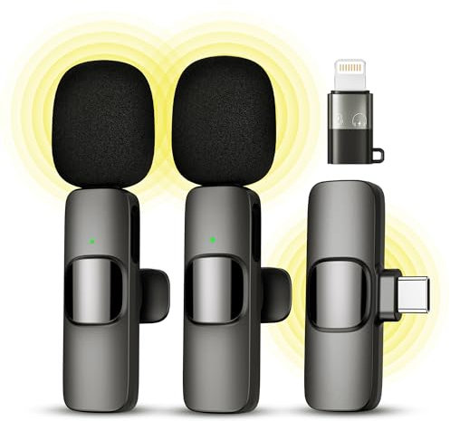 Qhot Kabelloses Lavalier Mikrofon für iPhone, Mini Mikrofon für Live-Streaming, Ansteckmikrofon, Interviews im Freien oder Innenbereich, YouTube, TikTok, Vlog