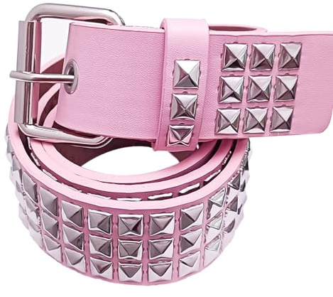 CiviLight Studded Belt Punk Belt Y2K Goth Rivet Belts For Women Unisex Christmas Gift (Pink)
