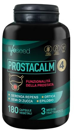 PROSTACALM - Serenoa repens prostata 711mg - 180 Capsule - Saw palmetto prostata - Integratore Prostata - Zucca, Epilobio, Ortica, Licopene, selenio, Vit.E - LIFESEED -