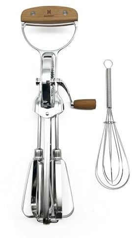 Hommony Classic Vintage Wooden Manual Rotary Egg Beater - 12-Inch