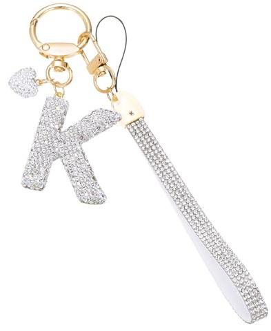PATIKIL Bling bokstav nyckelring, glittrande initial nyckelringar diamant bokstäver nyckel armband för flickor kvinnor väska dekoration bil ryggsäck tillbehör
