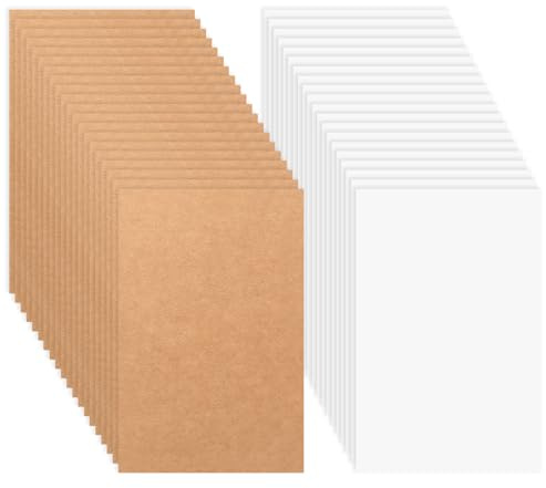 100 Hojas A6 Cartulinas Blancas Marrones, 350 g/m² Tarjetas de Papel Kraft, Tarjetas Personalizadas, Cartón Carton Blanco Marrón para Impresión Arte y Manualidades (95 x 145 mm)