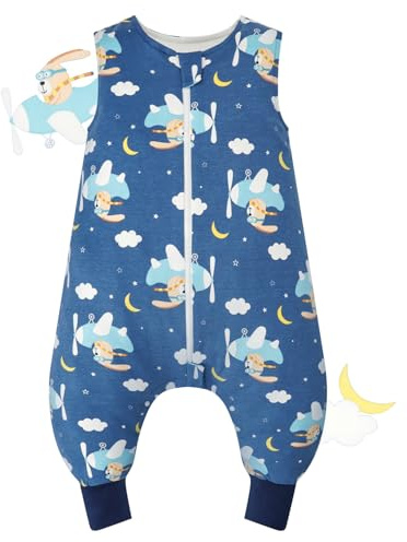 WYTbaby Sacco Nanna con Piedini 1.0 Tog in 100% Cotone - Morbido Sacco Nanna per Tutto l'Anno per Bambini - Senza Maniche - Ideale per il Sonno e il Calore - Perfetto per Ragazzi e Ragazze, 70/6-18