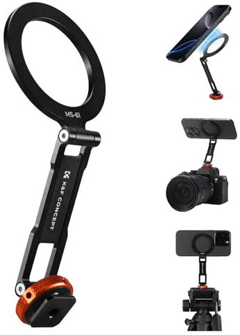 K&F CONCEPT Support de téléphone magnétique métallique avec Monture pour Sabot Froid, Adaptateur Rotatif réglable pour téléphone Compatible avec iPhone 17/16/15/14/13 Série, Surveillance de caméra